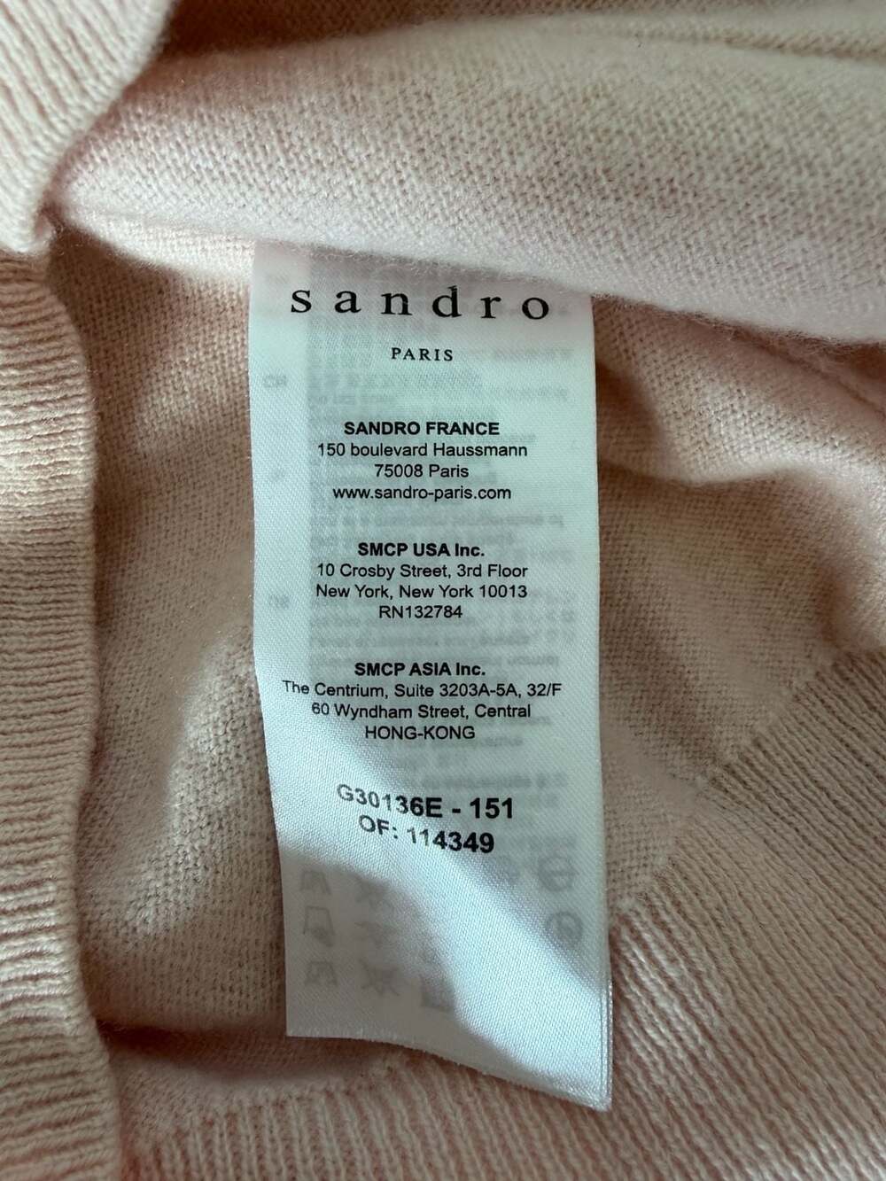 Sandro Paris Pink Wool & Cashmere Blandine Cardigan with Pearl Buttons - Picture 9 of 10
